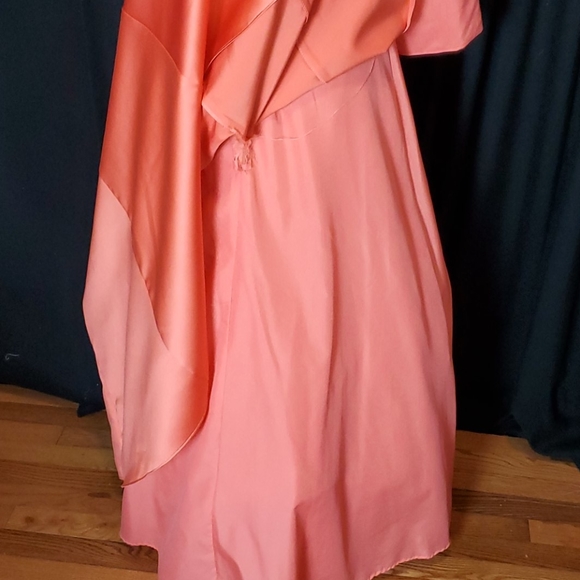 David's Bridal Melon Satin dress, 6, strapless - Picture 7 of 11